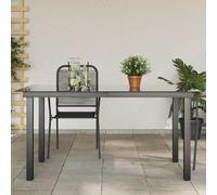 vidaXL Mesa de jardín de aluminio y vidrio negra 150x90x74 cm