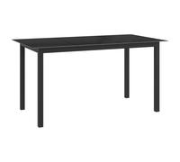 vidaXL Mesa de jardín de aluminio y vidrio negro 150x90x74 cm