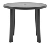 vidaXL Mesa de jardín de plástico gris 89 cm en color Antracita/Blanco/Verde | estructura resistente ideal para salón dormitorio o estudio