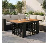 vidaXL Mesa de jardín elevable Negro y natural 100 x 55 x 37 cm