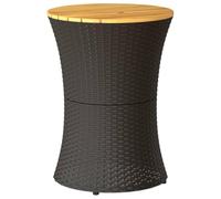 vidaXL Mesa de jardín Forma de Tambor ratán sintético y Madera Negro, Mesa Auxiliar de Exterior, Mesa pequeña de Patio, Mesa pequeña de Exterior