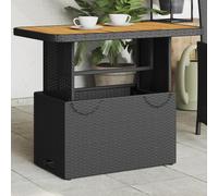 vidaXL Mesa de jardín madera de acacia y ratán PE negro 90x55x71 cm