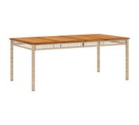 vidaXL Mesa de Jardín, Mesita de Comedor, Mesa Auxiliar Exterior, Mueble para Patio Balcón, Ratán Sintético Madera de Acacia Beige