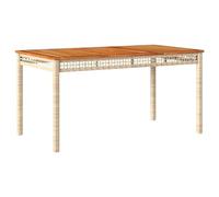 vidaXL Mesa de Jardín, Mesita de Comedor, Mesa Auxiliar Exterior, Mueble para Patio Balcón, Ratán Sintético Madera de Acacia Beige