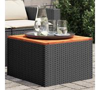 vidaXL Mesa de jardín negra 55x55x37 cm ratán sintético y madera de acacia