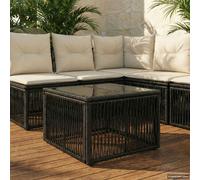Mesa de jardín vidaXL, color , 55 x 55 x 37 cm, fabricada en polietileno, estilo ratán, con superficie de vidrio