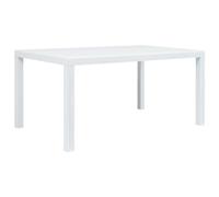 vidaXL Mesa de jardín de plástico de aspecto ratán 150x90x72 cm Blanca