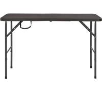 vidaXL Mesa de jardín plegable, color marrón, 120x60x74 cm, material HDPE, aspecto de ratán