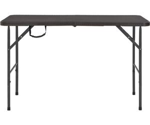 vidaXL Mesa de jardín plegable, color marrón, 120x60x74 cm, material HDPE, aspecto de ratán