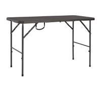 vidaXL Mesa de jardín plegable HDPE marrón aspecto ratán 120x60x74 cm
