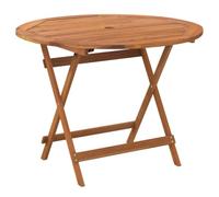 vidaXL Mesa de jardín plegable de madera maciza de acacia Ø 90x75 cm