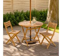 vidaXL Mesa de jardín plegable Natural Ø 90 x 75 cm