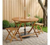 vidaXL Mesa de jardín plegable Natural Ø110 x 75 cm