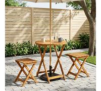 vidaXL Mesa de jardín plegable Natural Ø60 x 75 cm