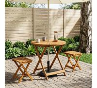 vidaXL Mesa de jardín plegable Natural Ø70 x 75 cm