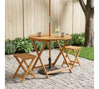 vidaXL Mesa de jardín plegable Natural Ø90 x 75 cm