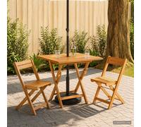 vidaXL Mesa de jardín Plegable Natural 90 x 90 x 75 cm