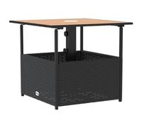vidaXL Mesa de jardín polirratán negro con agujero para sombrilla, resistente a UV y agua, mesa de comedor exterior