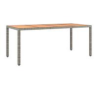 vidaXL Mesa de jardín ratán PE gris con superficie de madera maciza de acacia
