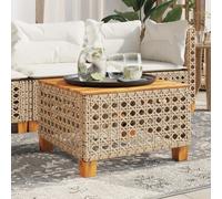 vidaXL Mesa de jardín ratán sintético madera acacia beige 55x55x36 cm
