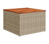 vidaXL Mesa de jardín, color beige, 55x55x37 cm, fabricada con ratán sintético y madera de acacia