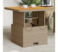 vidaXL Mesa de jardín ratán sintético madera acacia beige 80x80x71 cm