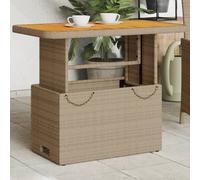 vidaXL Mesa de jardín ratán sintético madera acacia beige 90x55x71 cm