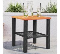 Mesa de jardín vidaXL, color , 40x40x42 cm, fabricada con ratán sintético y madera de acacia