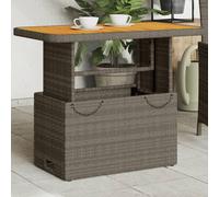 vidaXL Mesa de jardín ratán sintético y madera acacia gris 90x55x71 cm