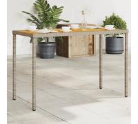 vidaXL Mesa de jardín superficie de madera ratán PE gris 115x54x74 cm