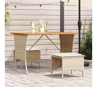 vidaXL Mesa de jardín superficie de madera ratán PE negro 105x75x72 cm