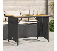 vidaXL Mesa de jardín superficie de madera ratán PE negro 110x68x70 cm
