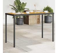 vidaXL Mesa de jardín superficie de madera ratán PE negro 115x54x74 cm