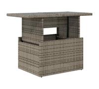 vidaXL Mesa de jardín Mesita de centro con superficie de vidrio Ratán PE gris 100x55x73 cm