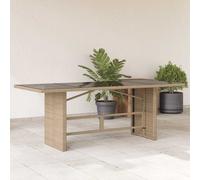 vidaXL Mesa de jardín superficie de vidrio ratán PE beige 190x80x75 cm