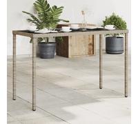 vidaXL Mesa de jardín superficie de vidrio ratán PE gris 115x54x74 cm