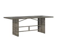 vidaXL Mesa de jardín superficie de vidrio ratán PE gris 190x80x74 cm