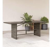 vidaXL Mesa de jardín superficie de vidrio ratán PE 190x80x75 cm en color Gris/Negro/Beige | estructura resistente ideal para salón dormitorio o estudio