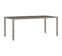 vidaXL Mesa de jardín Superficie de Vidrio ratán PE Gris 190x90x75 cm