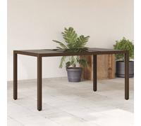 vidaXL Mesa de jardín superficie de vidrio ratán PE marrón 150x90x75cm