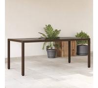 vidaXL Mesa de jardín superficie de vidrio ratán PE marrón 190x90x75cm