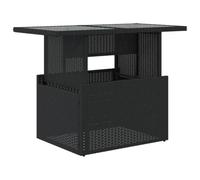 vidaXL Mesa de jardín, superficie de vidrio, ratán PE, 100x55x73 cm, negro