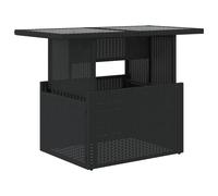 vidaXL Mesa de Jardín Superficie de Vidrio, Mesita de Centro Comedor, Mueble Auxiliar, Decoración para Patio Terraza, Ratán PE Negro