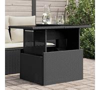 vidaXL Mesa de jardín, superficie de vidrio, ratán PE, 100x55x73 cm, negro