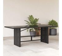 vidaXL Mesa de jardín superficie de vidrio ratán PE negro 190x80x74 cm