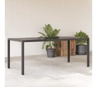 vidaXL Mesa de jardín Superficie de vidrio – Ratán PE Negro 190x90x75 cm