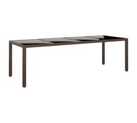 vidaXL Mesa de jardín superficie de vidrio ratán sintético en color Marrón/Beige | estructura resistente ideal para salón dormitorio o estudio