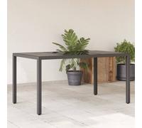 vidaXL Mesa de jardín superficie madera acacia ratán 150x90x75cm en color Negro/Beige/Gris | estructura resistente ideal para salón dormitorio o estudio
