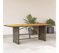 vidaXL Mesa de jardín superficie madera acacia ratán gris 190x80x75cm