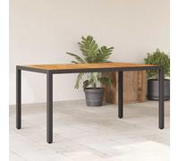 vidaXL Mesa de jardín superficie madera acacia ratán 150x90x75cm en color Negro/Beige/Gris | estructura resistente ideal para salón dormitorio o estudio
